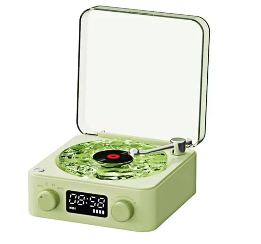 Cozette™ Retro Bluetooth Vinyl Record Player – Portable Turntable with LED Light & Stereo Speakers