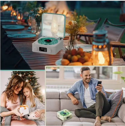 Cozette™ Retro Bluetooth Vinyl Record Player – Portable Turntable with LED Light & Stereo Speakers